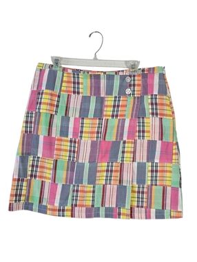Cape Madras Cotton Faux Wrap Patchwork Skirt 12 Multicolor
